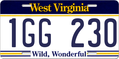 WV license plate 1GG230