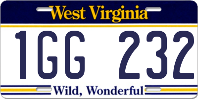 WV license plate 1GG232