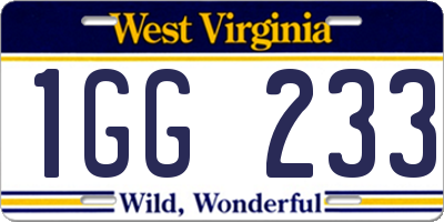 WV license plate 1GG233