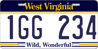 WV license plate 1GG234