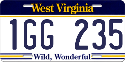 WV license plate 1GG235
