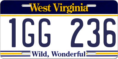 WV license plate 1GG236