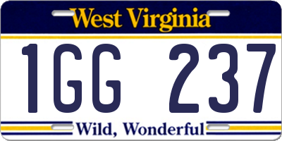 WV license plate 1GG237