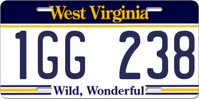 WV license plate 1GG238