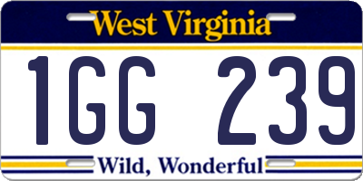 WV license plate 1GG239