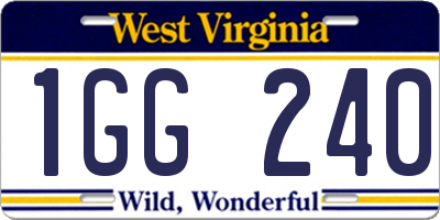 WV license plate 1GG240