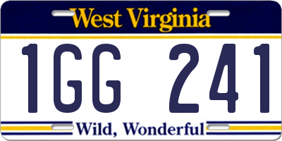 WV license plate 1GG241