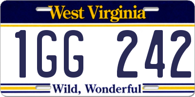 WV license plate 1GG242