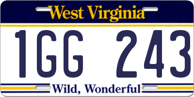 WV license plate 1GG243