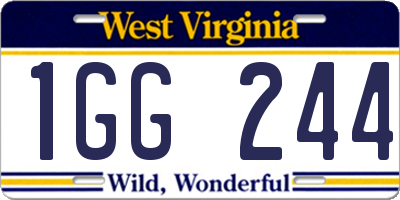 WV license plate 1GG244