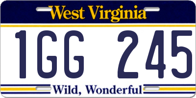 WV license plate 1GG245
