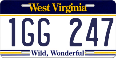 WV license plate 1GG247