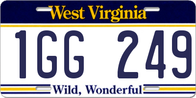 WV license plate 1GG249