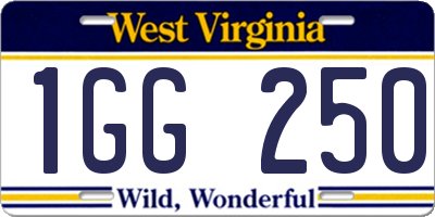 WV license plate 1GG250