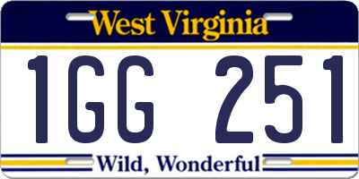 WV license plate 1GG251