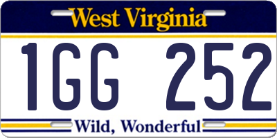 WV license plate 1GG252