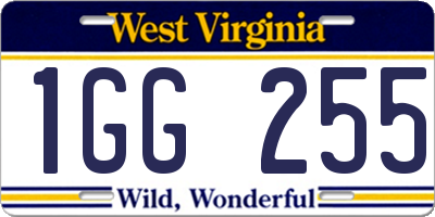 WV license plate 1GG255