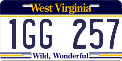 WV license plate 1GG257