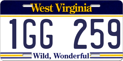 WV license plate 1GG259