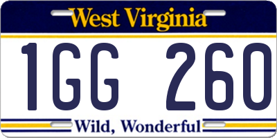WV license plate 1GG260