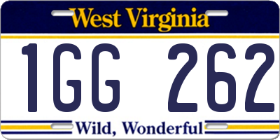 WV license plate 1GG262