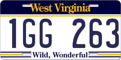 WV license plate 1GG263