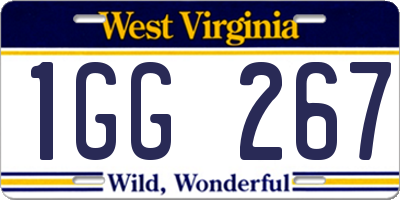 WV license plate 1GG267
