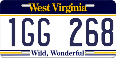 WV license plate 1GG268