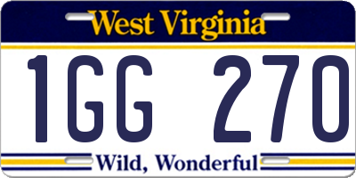 WV license plate 1GG270