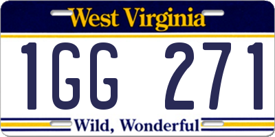 WV license plate 1GG271