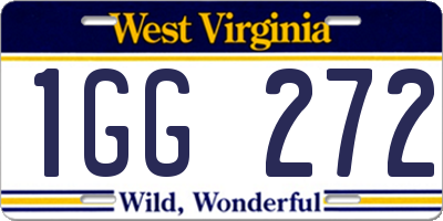 WV license plate 1GG272