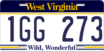WV license plate 1GG273