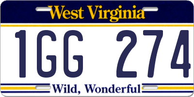 WV license plate 1GG274