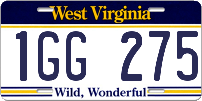 WV license plate 1GG275