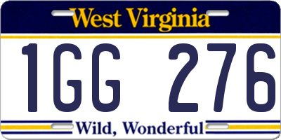 WV license plate 1GG276