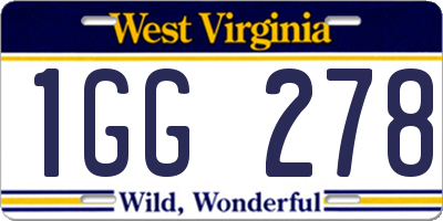 WV license plate 1GG278