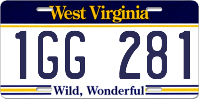 WV license plate 1GG281