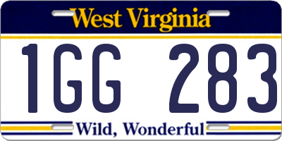 WV license plate 1GG283