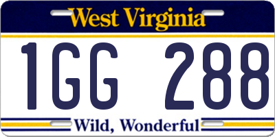 WV license plate 1GG288