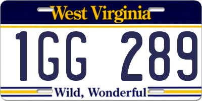 WV license plate 1GG289
