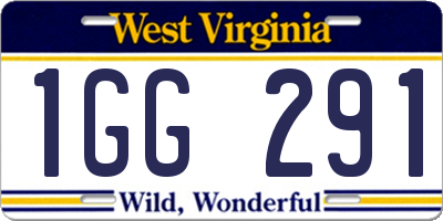 WV license plate 1GG291