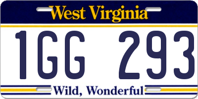 WV license plate 1GG293