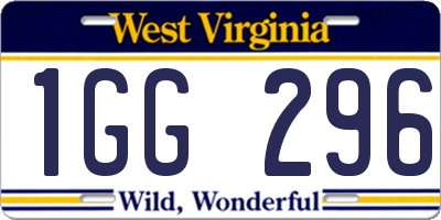 WV license plate 1GG296