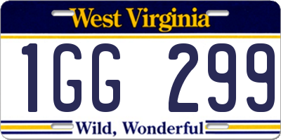 WV license plate 1GG299