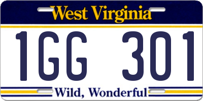 WV license plate 1GG301