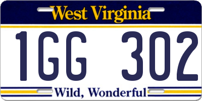WV license plate 1GG302