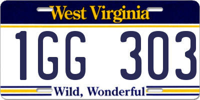 WV license plate 1GG303
