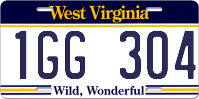 WV license plate 1GG304