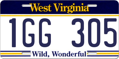 WV license plate 1GG305