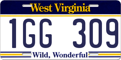WV license plate 1GG309
